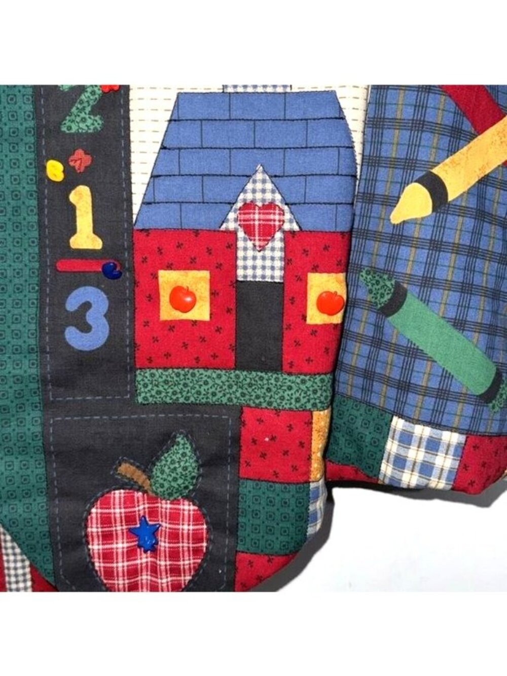 Vintage Apple & Alphabet Themed Patchwork Vest - Picture 7 of 10